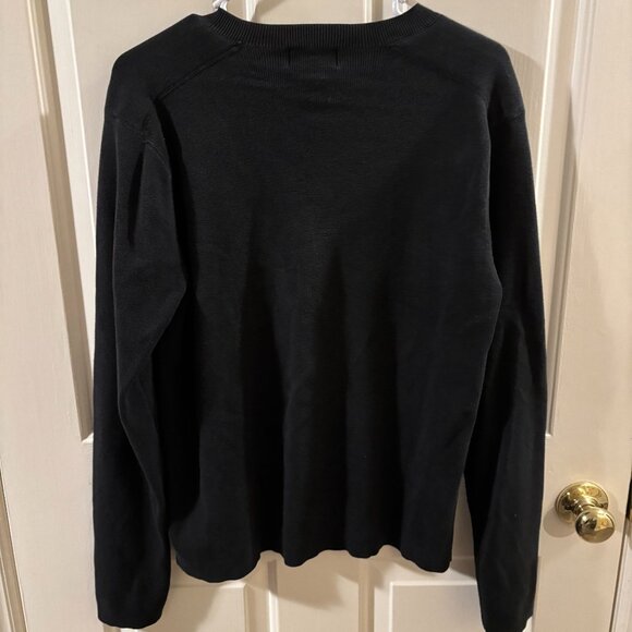Polo Ralph Lauren Jeans Company Black Logo Long Sleeve V-Neck Sweater ~ Large - Picture 5 of 6